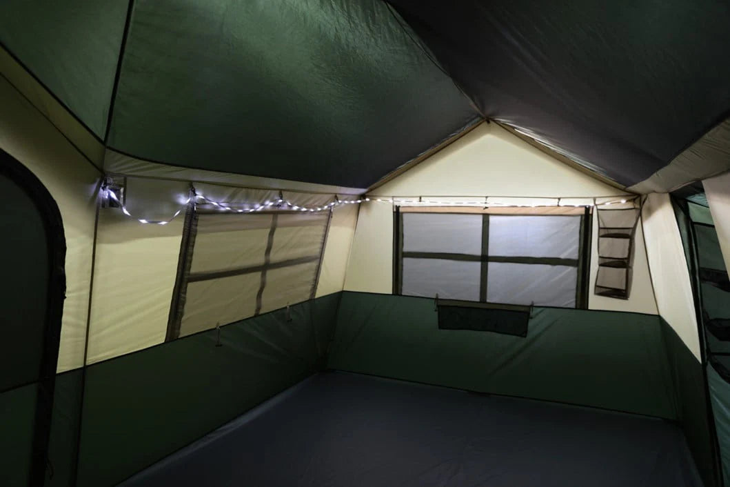 12 Person 3-Room Cabin Tent, Green F705447