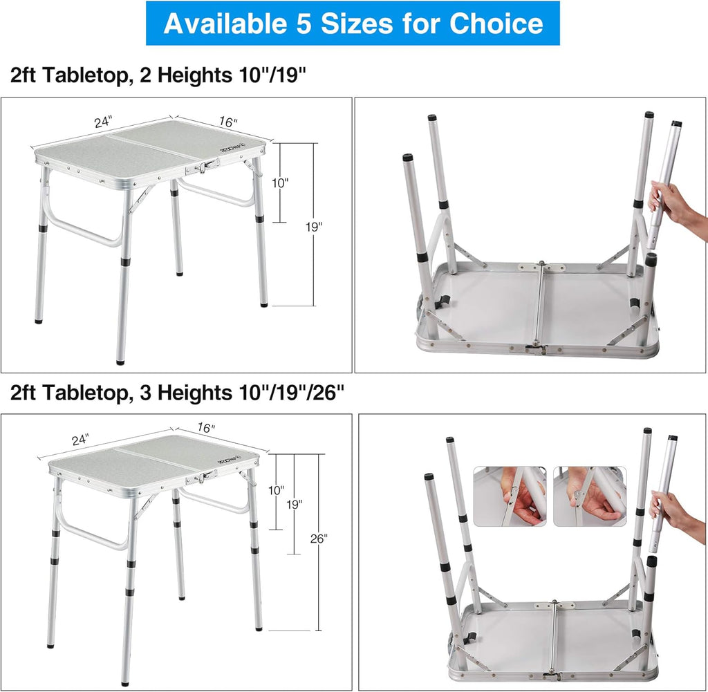 Small Folding Camping Table, 2ft Portable Aluminum Outdoor Table V185934