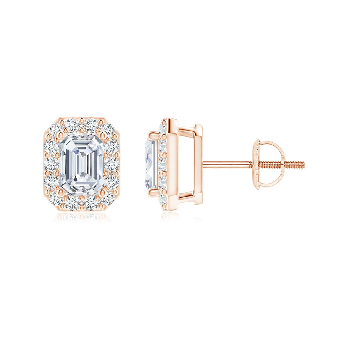 14K Rose Gold Diamond Solitaire Stud Earrings O666