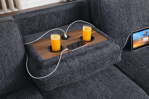 86 Inch Chenille L Shaped Sleeper Sectional Sofa with Storage Chaise A906
