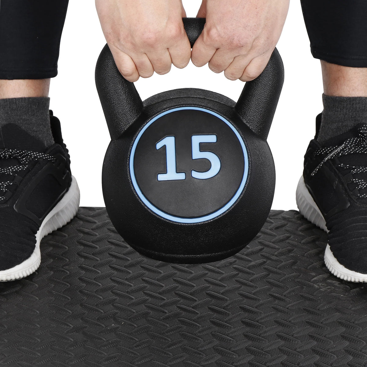 3 Piece 5lb 10lb 15lb Kettlebell Set with Storage Rack F702283