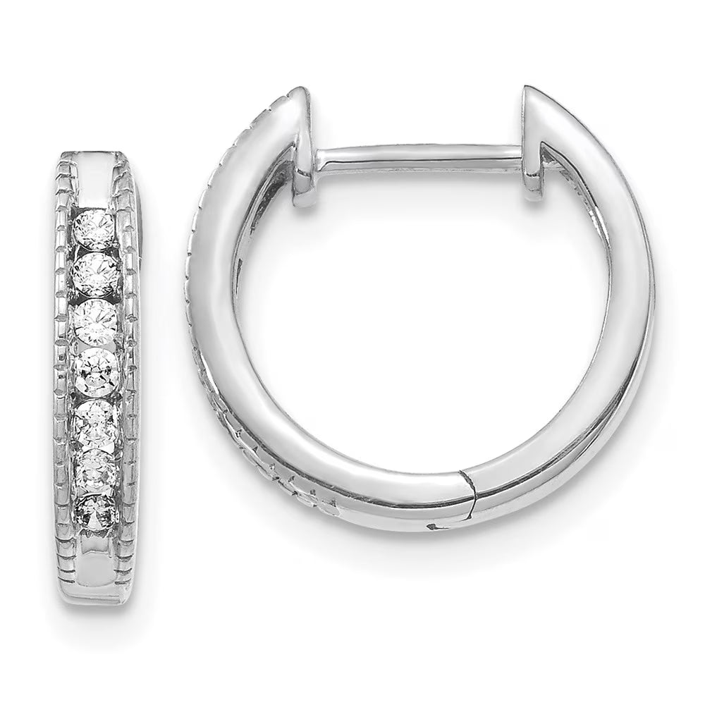 14kt White Gold Diamond Hinged Hoop Earrings Z914342