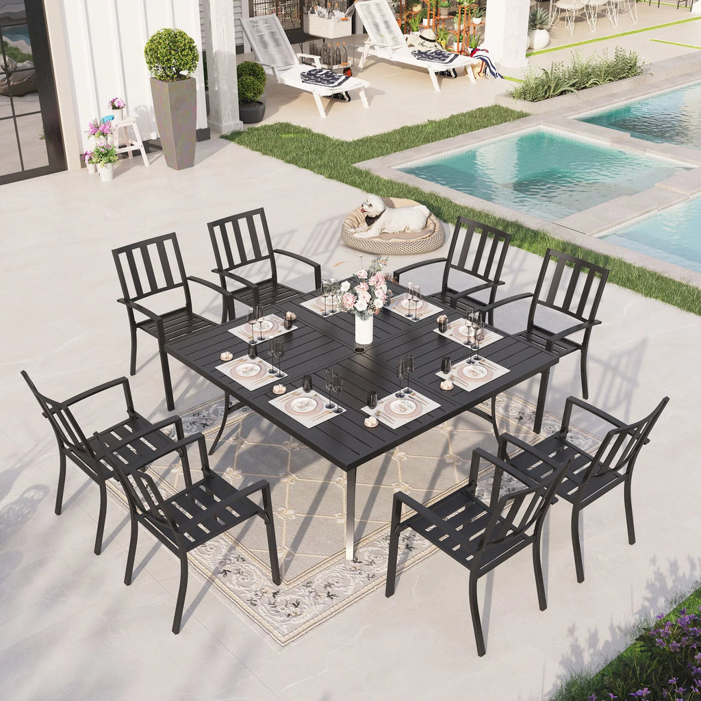 7 Piece Outdoor Patio Dining Set Metal Table and Chairs Q21887
