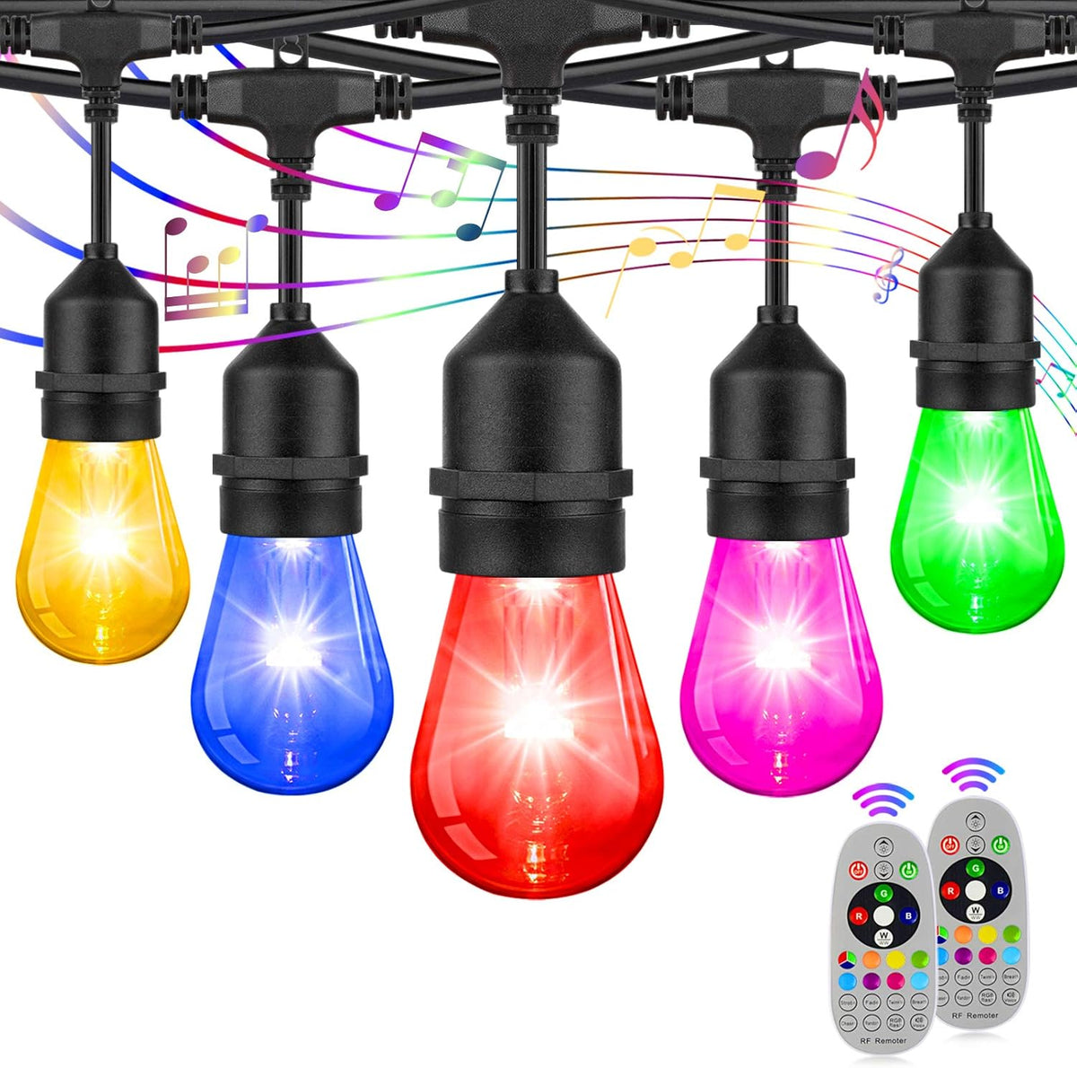 2-Pack RGB Outdoor String Lights with S14 Edison Bulbs 96FT D81043