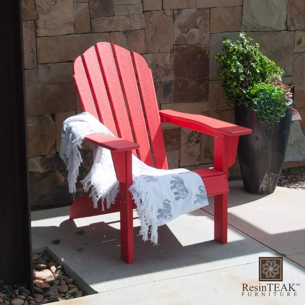 Resin Teak Red Plastic HDPE Poly Lumber Adirondack Chair B88339
