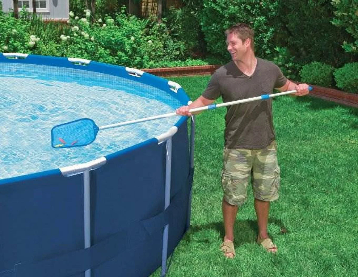 Round Swimming Pool Kit with Vacuum Skimmer, Pole, and Cover Tarp R4879