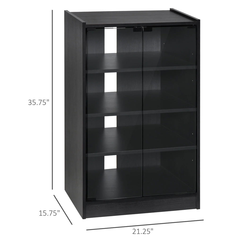 5-Tier Media Stand Cabinet with Adjustable Shelves & Tempered Glass E750587