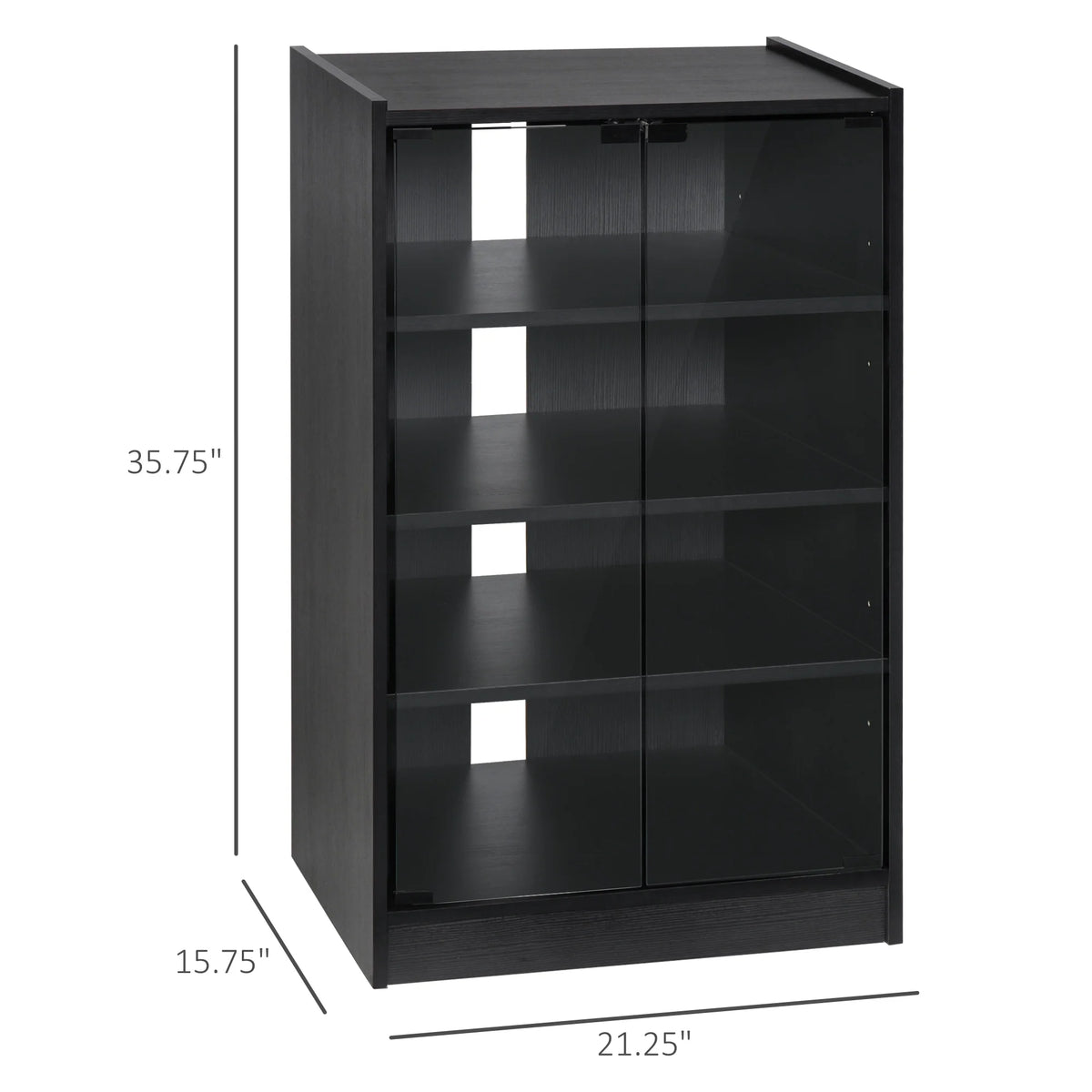 5-Tier Media Stand Cabinet with Adjustable Shelves & Tempered Glass E750587