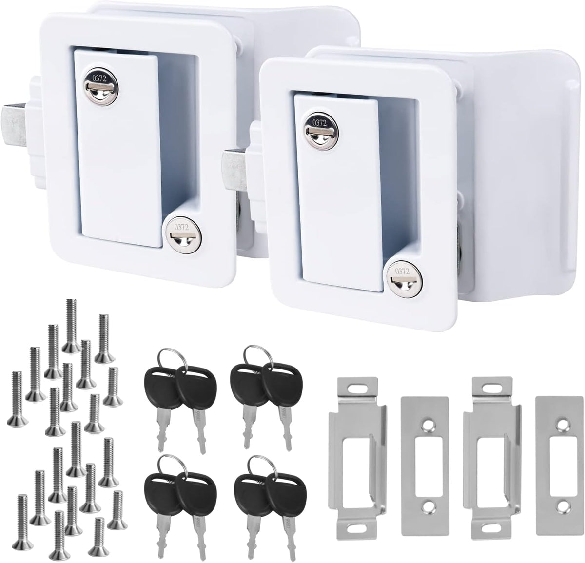 RV Door Lock with Paddle Deadbolt, 2 PCS Trailer Door Latch Replacement Kit N83378
