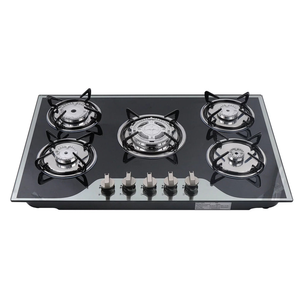 30" Gas Cooktop 5 Burners Tempered Glass Top Black K9926