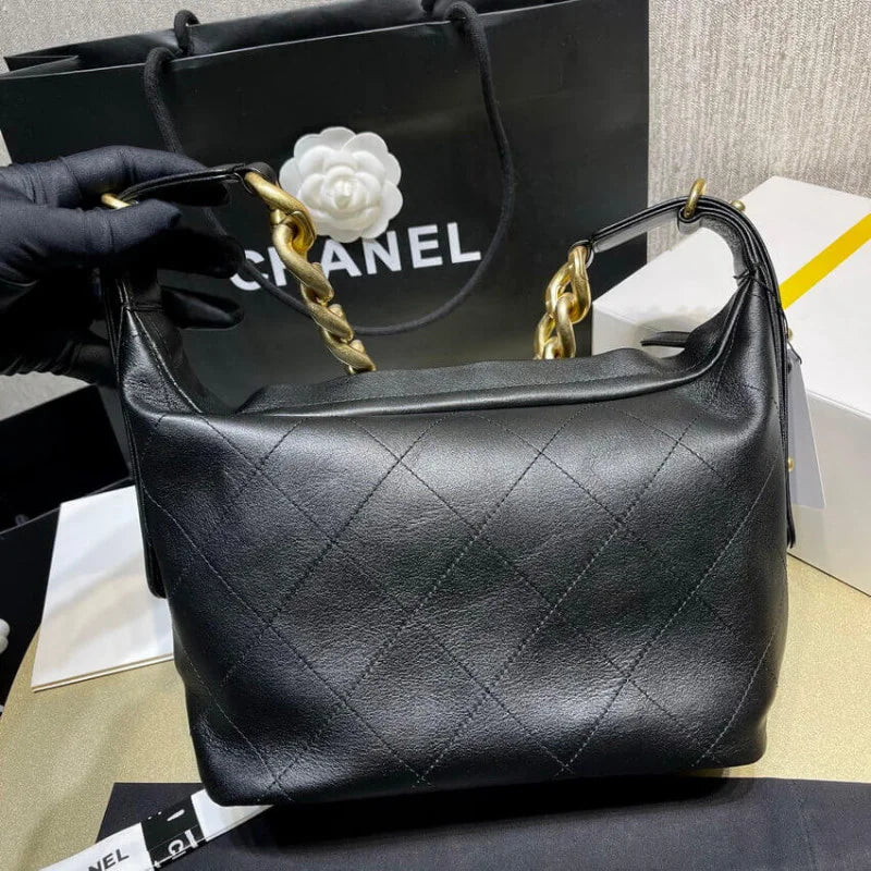 Black Calfskin Leather Hobo Bag C800534