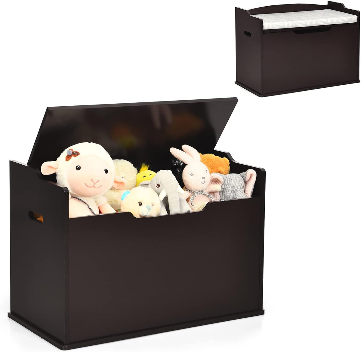 Espresso Wooden Toy Chest with Bench Seat X2056