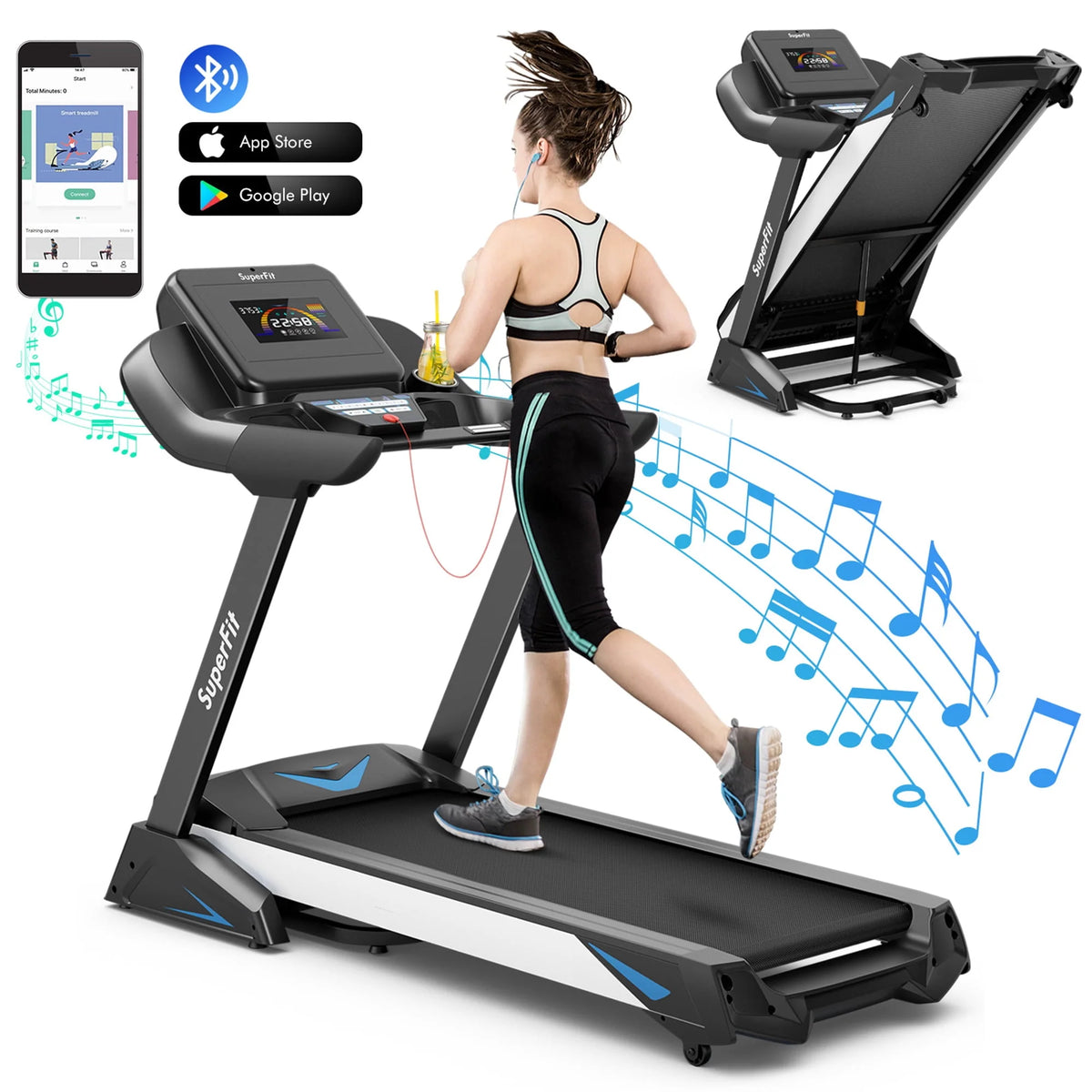 Folding Treadmill with Auto Incline LED Screen Z319930