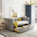 Grey Upholstered Daybed with Storage Drawers C992