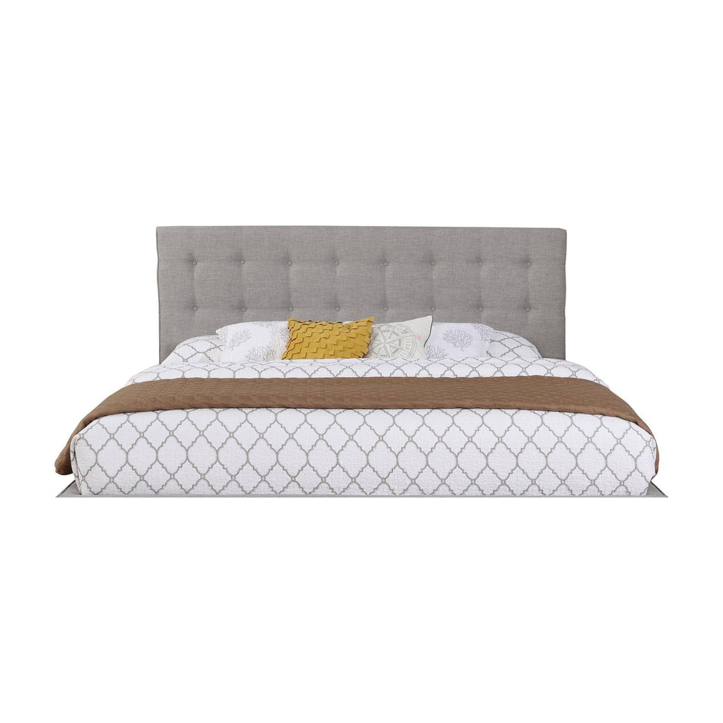 King Sized Gray Linen Panel Headboard C51062