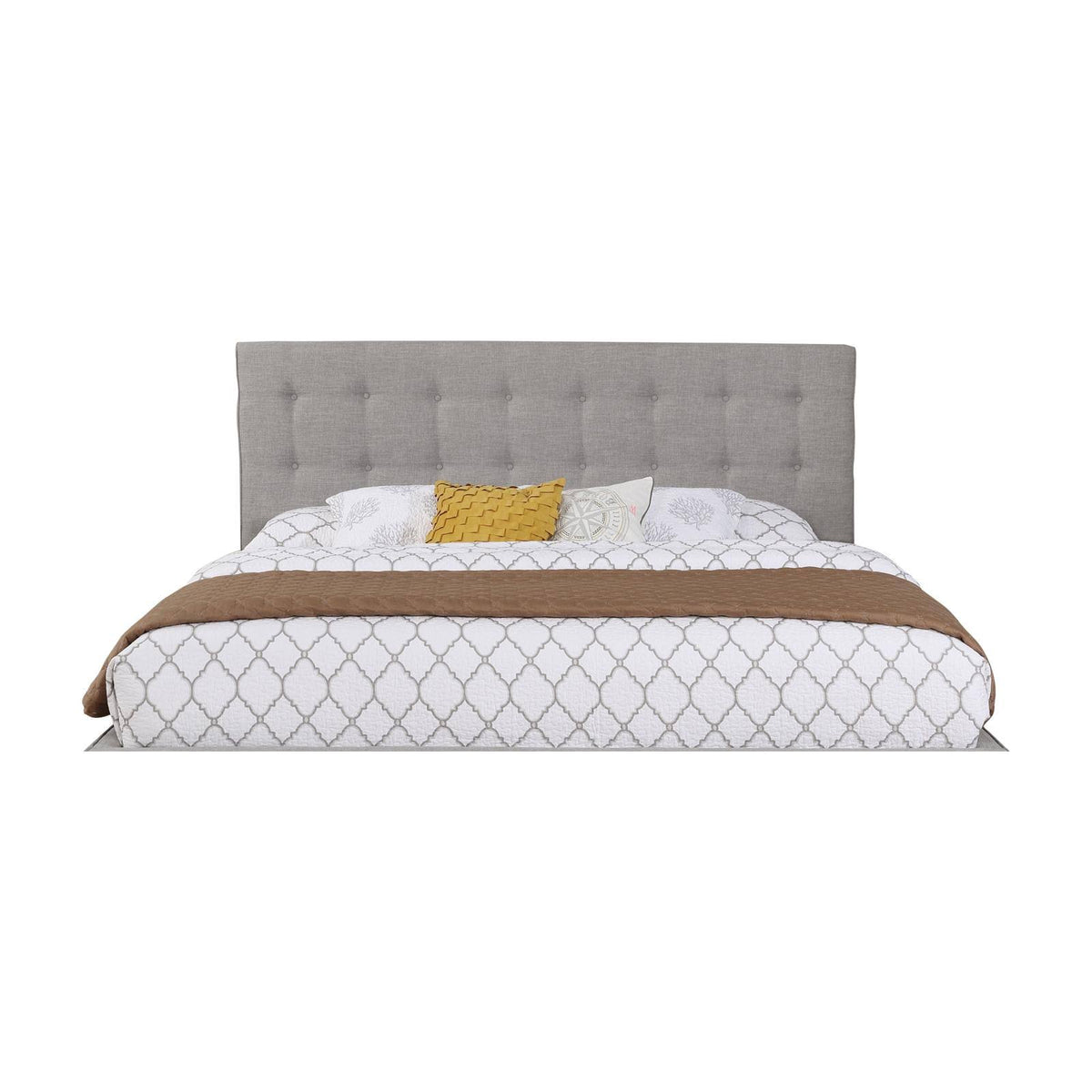 King Sized Gray Linen Panel Headboard C51062