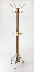 Wood & Antique Gold Coat Rack Tree F232