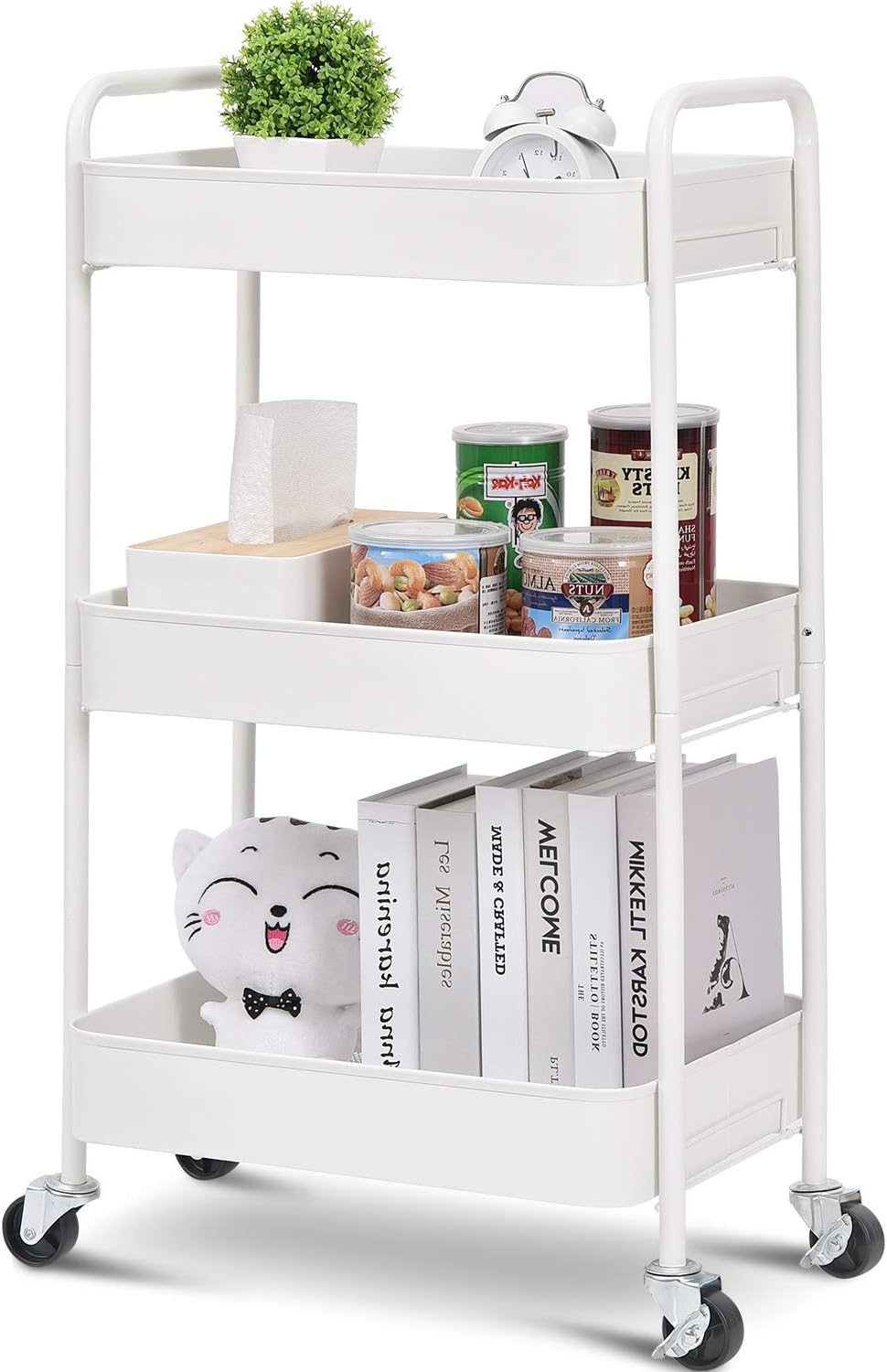 3-Tier Rolling Utility Cart with Lockable Wheels B692202