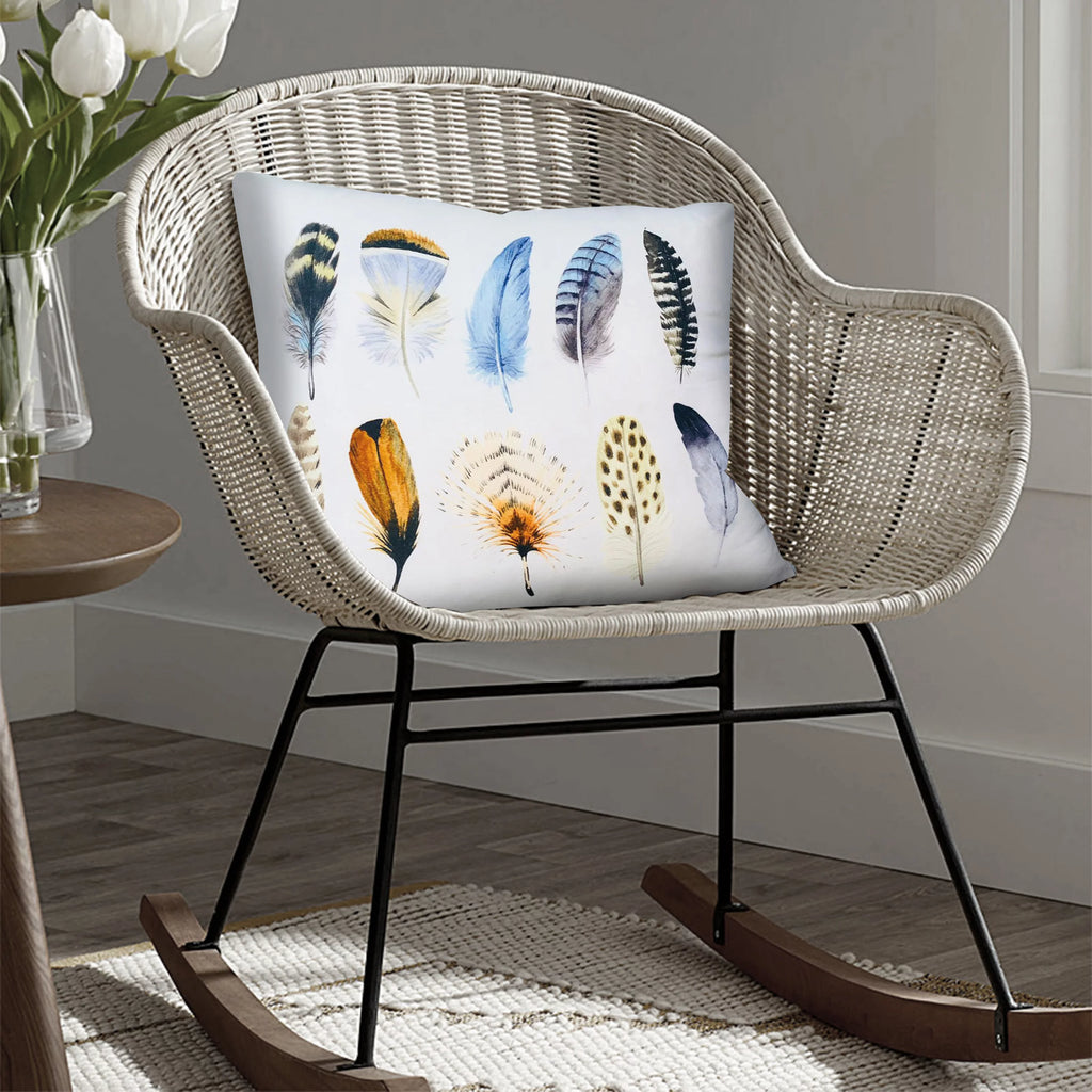 White Multicolor Cotton Throw Pillow L98854
